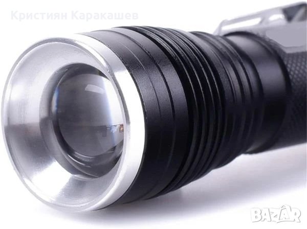 LED фенер T6 акумулаторна батерия 18650, зарядно, 3,7VDC, 3W, снимка 3 - Къмпинг осветление - 43105041