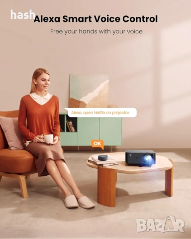 Видео проектор Yaber K2 800 ANSI Lumens 1080P Full HD WiFi6 Bluetooth, видео 4K Вграден TV Dongle с , снимка 3 - Телевизори - 52182462