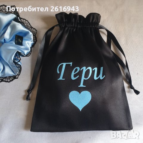 Сатенено скрънчи "РОЗА" с уникален дизайн в синьо, снимка 9 - Аксесоари за коса - 38829554