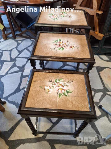 К - т три помощни масички с плочки , снимка 6 - Маси - 52801559