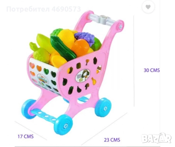 Пазарска количка за деца с аксесоари плодове и зеленчуци, снимка 3 - Други - 52885764