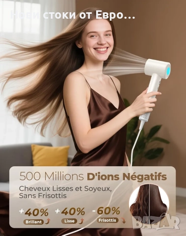 Йонен сешоар с дифузер - бързо сушене, 500 милиона йона,, снимка 6 - Сешоари - 52461508