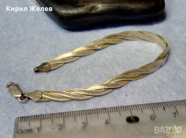 НЕЖНА ЛЕНТОВИДНА СРЕБЪРНА ГРИВНА СРЕБРО 925 MADE in ITALY с БЯЛА ПОЗЛАТА - ЧАСТ от КОМПЛЕКТ 50138