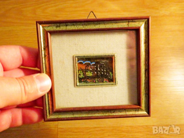 Старинна златна картина рисувана върху златно фолио - ЗАМЪК  - с маркировка за злато 917 ( 22 карата, снимка 4 - Картини - 36906618