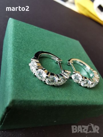 Елегантни 925 Сребърни Обеци с Мойсанити - 3 Карата!, снимка 2 - Обеци - 40521025