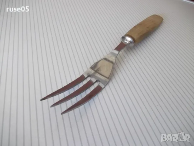 Вилица "ROSTFRI SWEDEN" с дървена дръжка, снимка 5 - Прибори за хранене, готвене и сервиране - 50367095