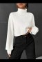 Стилна дамска блуза с дълъг ръкав бяла размер С и М, снимка 1 - Блузи с дълъг ръкав и пуловери - 43644864