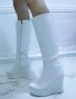 Ботуши на платформа - бяла кожа с бяло ходило - BNP200, снимка 1 - Дамски ботуши - 35688857