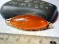 СТАРИННА РУСКА МЕДНА с МАРКИРАНА ПОЗЛАТА КЕХЛИБАРЕНА БРОШКА 100% НАТУРАЛЕН БАЛТИЙСКИ КЕХЛИБАР 48768, снимка 5