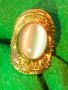 ПОЗЛАТЕН РЕТРО АРТ ПРЪСТЕН с ГОЛЯМ ПОЛИРАН ЛУНЕН КАМЪК с ЕФЕКТ КОТЕШКО ОКО 17092, снимка 10
