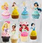8 Принцеси горна част картонени топери клечки за декорация на мъфини кексчета и торта парти