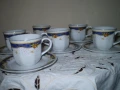 Комплект чаши за кафе Български  порцелен синя ивица златист кант , снимка 3