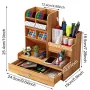 Дървен органайзер за бюро с чекмедже и многосекционно съхранение, снимка 11