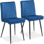 Трапезни столове с дамаска от кадифе в синьо, к-т от 2бр C-U-DC-B0320BU, снимка 1