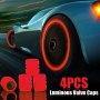 Светещи капачки за вентили на коли, мотори и колела - Red, снимка 1 - Аксесоари и консумативи - 40575176