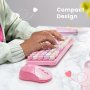 Perixx PERIDUO-802PK Bluetooth мини клавиатура и мишка - розово, снимка 2