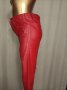 М Червен кожен тричетвърти панталон, снимка 5