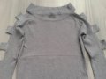 Блузка в сиво размер М-Л със страхотен ръкав с камъни, снимка 2