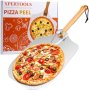 Нова Луксозна Алуминиева Лопатка за Пица 12x14 с Дръжка от Дърво, снимка 1 - Други - 44077623
