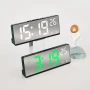 Стилен настолен LED часовник с термометър USB дата аларма календар големи цифри будилник светещ ток, снимка 4