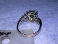 ПРЕКРАСЕН СКЪПОЦЕНЕН ПОСРЕБРЕН МЕДЕН АР НУВО ПРЪСТЕН с ЮВЕЛИРНО ФАСЕТИРАН ПЕРИДОТ и ЦИРКОНИ 37382, снимка 2