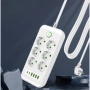 Разклонител 220V с 6 гнезда, 4 USB порта + 2xType C, Digital One SP00985, Бял, 1.5 м, 2500W, с ключ, снимка 2