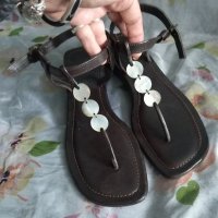 Естествена кожа и кралски седеф Абалон - маркови сандали "Saint Tropez"® / N 38, снимка 2 - Сандали - 37304982