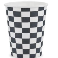 черно бели квадрати Рали шах мат 6 бр картонени чаши парти рожден ден, снимка 2 - Чаши - 26692972