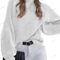 Дамски ежедневен свободен пуловер с висока яка, 8цвята - 023, снимка 6 - Блузи с дълъг ръкав и пуловери - 43039851