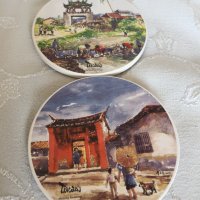 Рисувани керамични подложки за чаши от Тайван, уникат подаръчна кутия,антислип нови, изискан подарък, снимка 7 - Други - 36628012