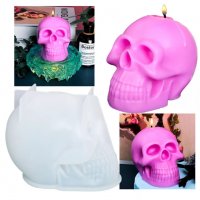 3D грамаден череп силиконов молд форма фондан гипс свещ шоколад, снимка 6 - Форми - 35429866