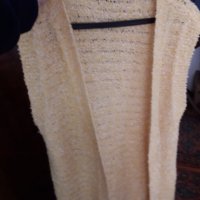 Дамски плетен елек дълъг жълт, снимка 5 - Елеци - 28010355