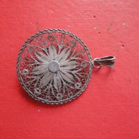 Уникална сребърна висулка медальон филигран, снимка 4 - Колиета, медальони, синджири - 40679335