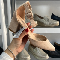 Дамски обувки на ток- кожени или велурени, снимка 3 - Дамски обувки на ток - 44912047