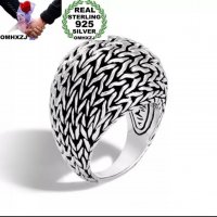 Красив сребърен пръстен плетка голям модел, снимка 1 - Пръстени - 38264805