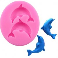 2 Делфина делфин силиконов молд форма декор украса сладки фондан мъфини и шоколад, снимка 1 - Форми - 27952924