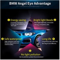 LED крушки ангелски очи за BMW, 12V-24V, с Canbus без грешки, жълти, снимка 3 - Аксесоари и консумативи - 43575207