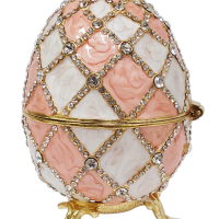 Фаберже стил, яйце-кутийка за бижута, инкрустирана с кристали, в луксозна подаръчна кутия., снимка 2 - Декорация за дома - 37922284