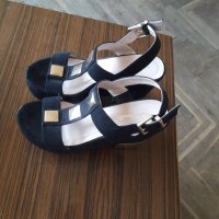 Дамски сандали от черен велур платформа размер 36 , снимка 2 - Сандали - 28834739
