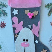 Коледен чорап за камина / лакомства / декорация, снимка 1 - Декорация за дома - 38650452