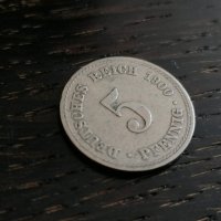 Райх монета - Германия - 5 пфенига | 1900г.; серия A, снимка 3 - Нумизматика и бонистика - 26207482