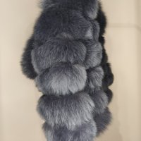 Палто от естествен косъм в тъмно син цвят, снимка 5 - Якета - 38721395