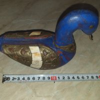 Страхотна синя дървена патица патка с месинг и кост, снимка 5 - Антикварни и старинни предмети - 43414187