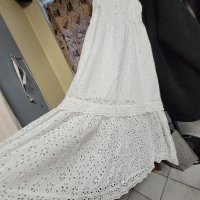  РЯЗАНА ДАНТЕЛА,красива бяла дълга рокля, снимка 11 - Рокли - 43021655
