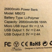 Power Bank 26800mAh външна батерия, преносимо зарядно, снимка 6 - Външни батерии - 43423760