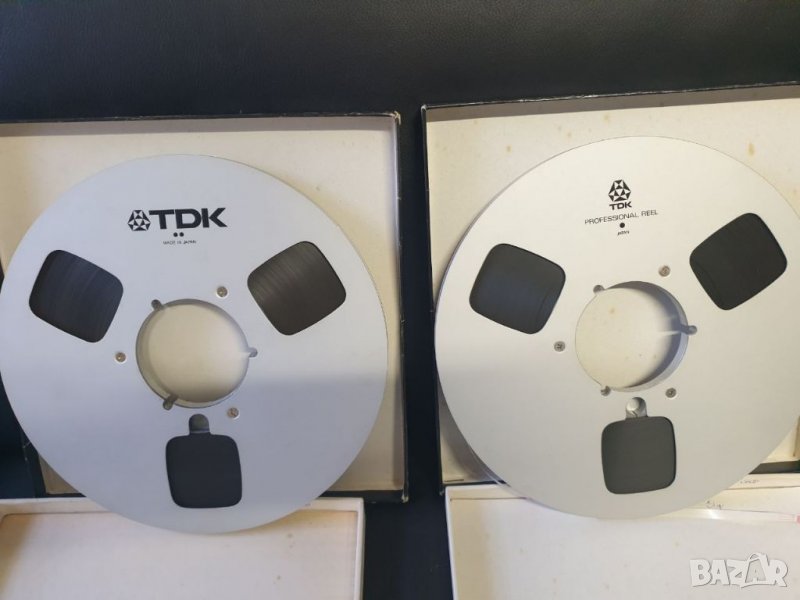 Лот от две 26,5см 10,5" метални магнетофонни ролки TDK. В много добро състояние. С ленти и кутии. Ко, снимка 1