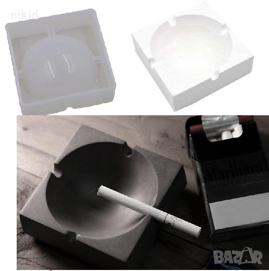 Квадратен пепелник силиконов молд форма калъп за направа гипс смола и др, снимка 1