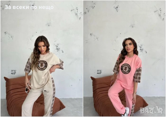 Burberry Дамски Памучен Спортен Комплект С Бродирано Лого🔝Дамски Спортен Екип Бърбъри Код A701, снимка 1