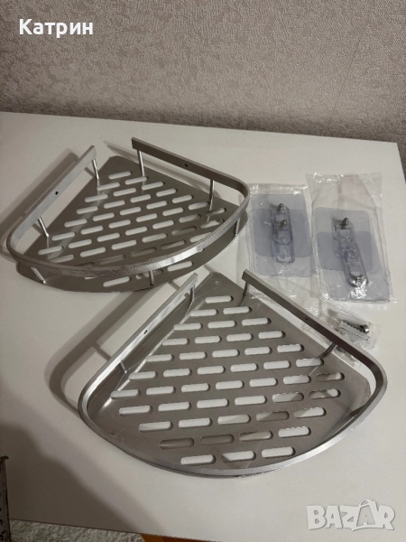 2бр. Ъглови алуминиеви рафтове за баня / етажерка, снимка 1