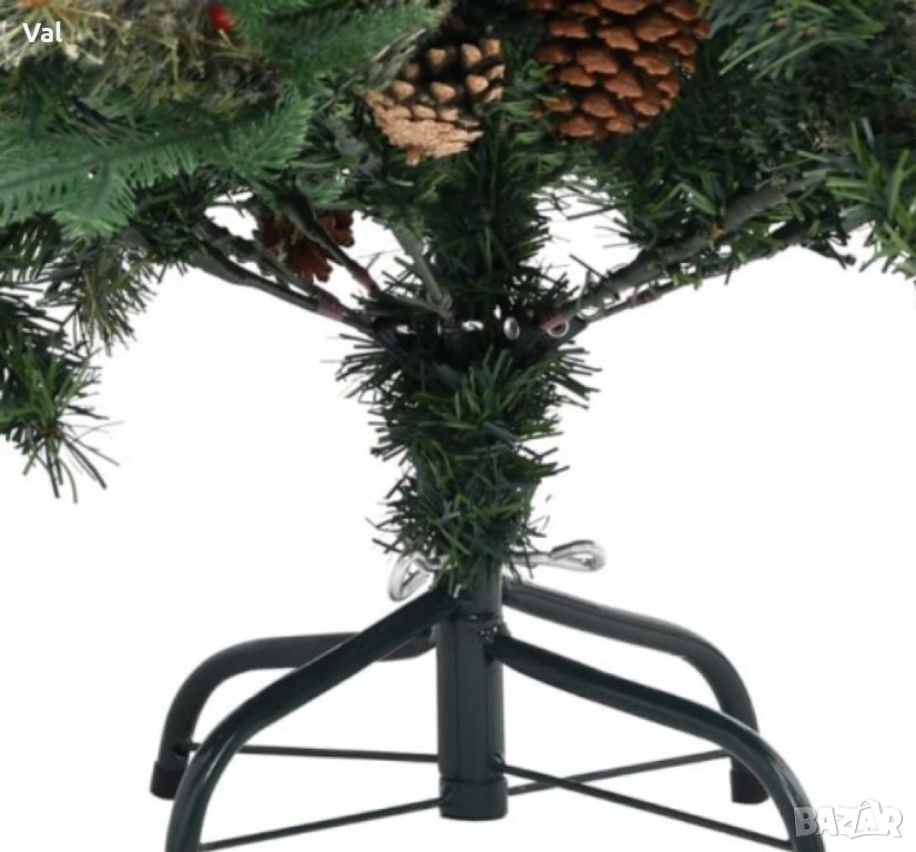 Изкуствена елха Luxury Diamond с червен глог и шишарки, снимка 1